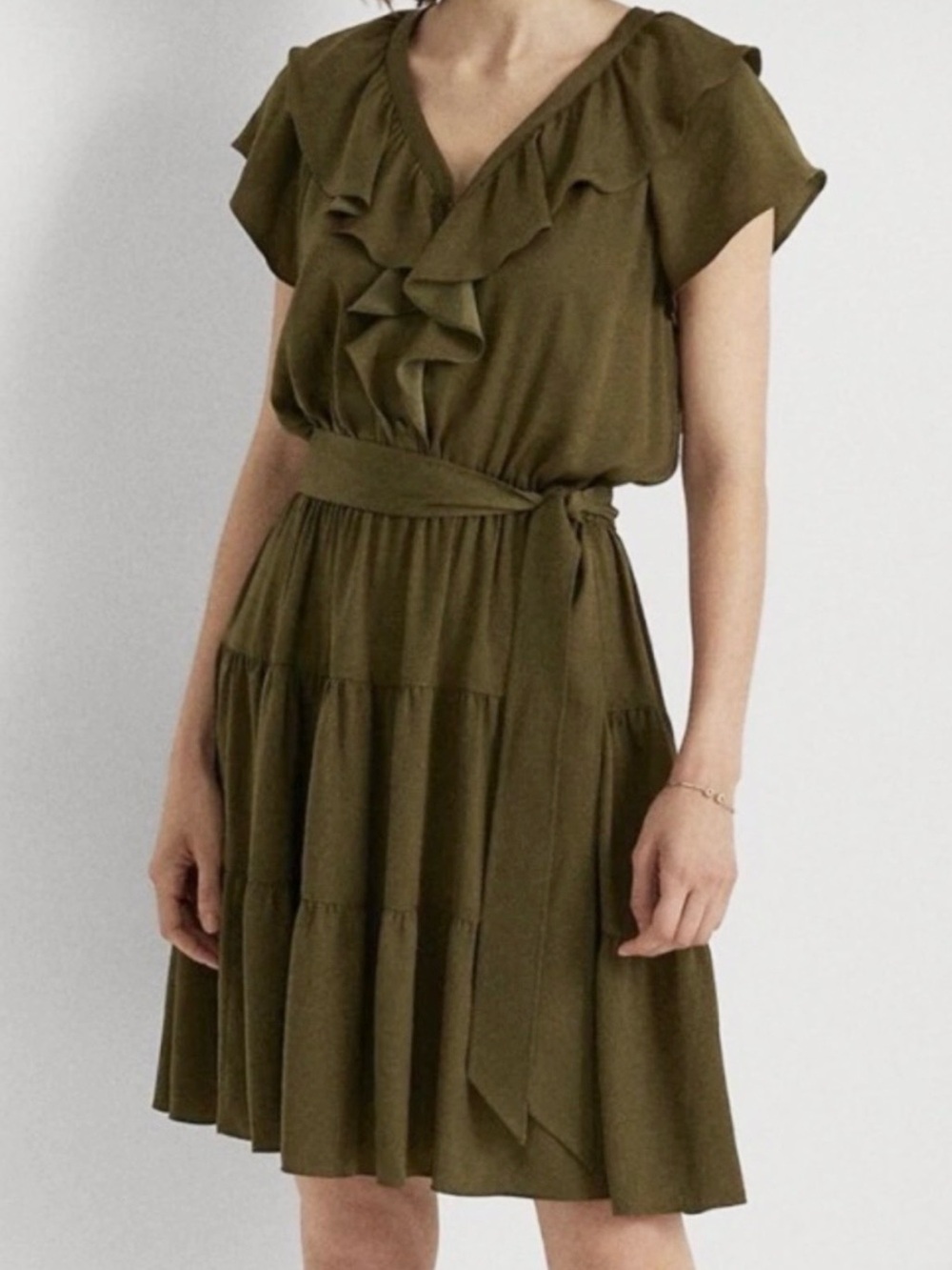 Lauren Ralph Lauren Black Label Satin Ruffle Tiered Dress - Picture 12 of 12